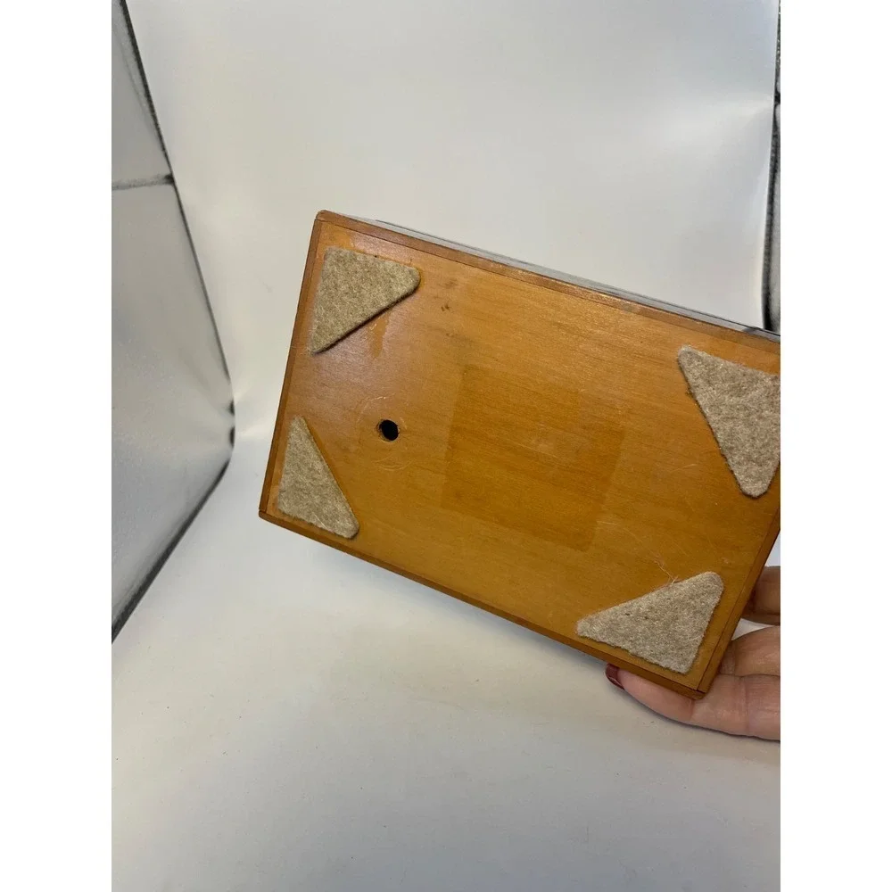 Vintage Reuge Inlaid Marquetry Wood Jewelry Box
